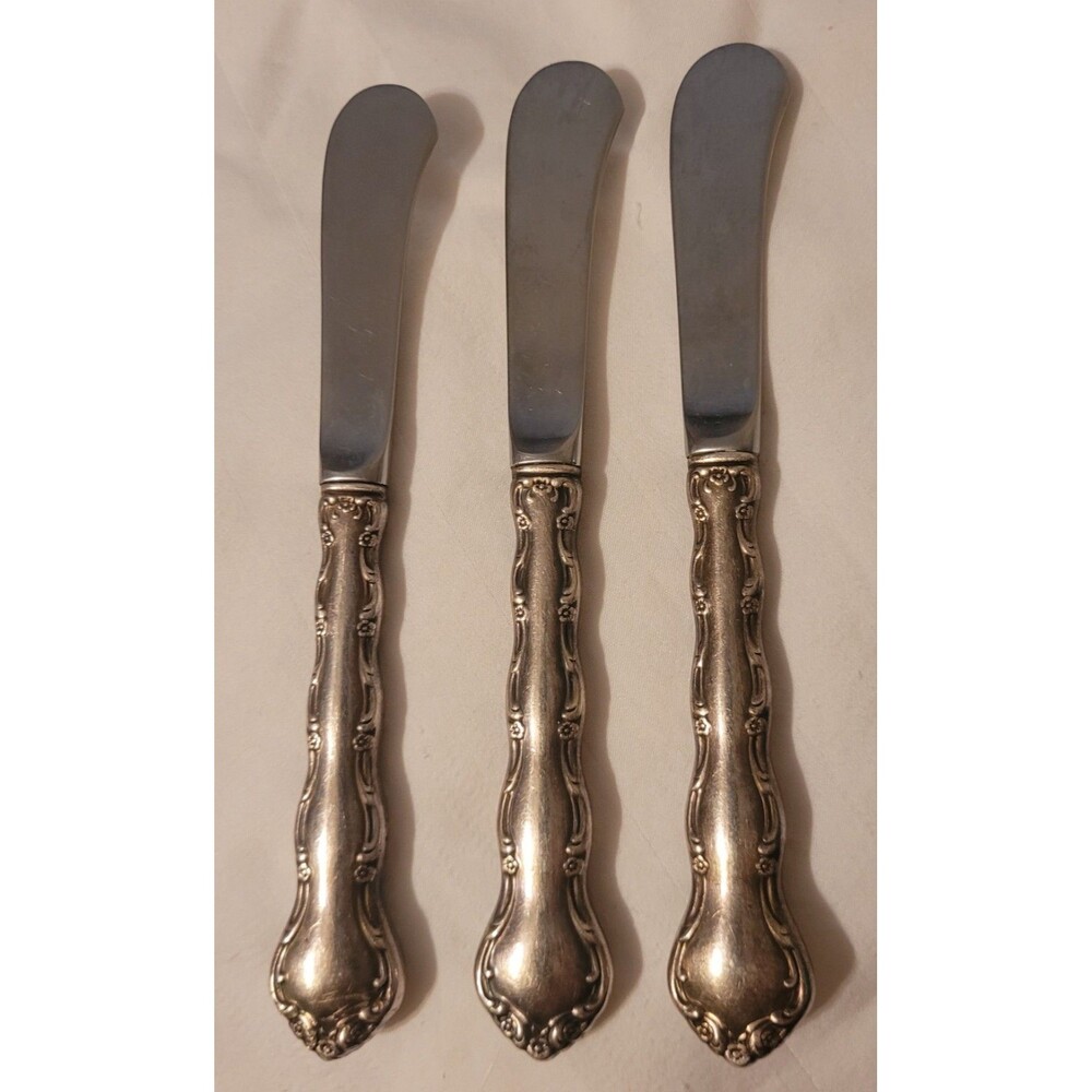 Lot Of 3 Reed & Barton Tara Paddle Blade Butter Spreaders Sterling Handles